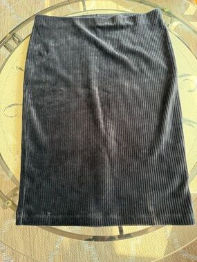 J.Jill Size L Classic Black Ribbed Pencil Skirt